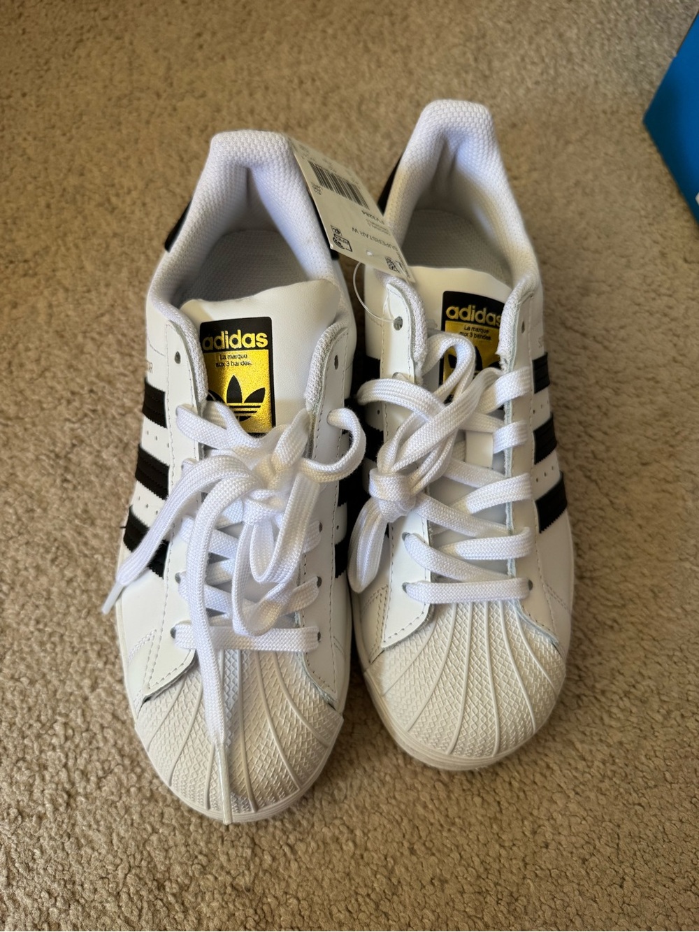 adidas women Superstar foundation Sneakers - White & Black with Gold Logo - Picture 3 of 11